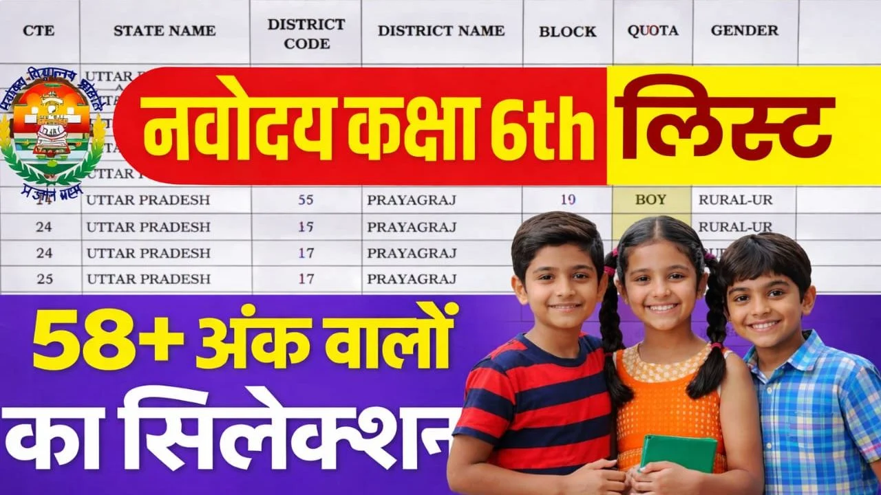 JNVST Navodaya 2nd List 2026 Class 6